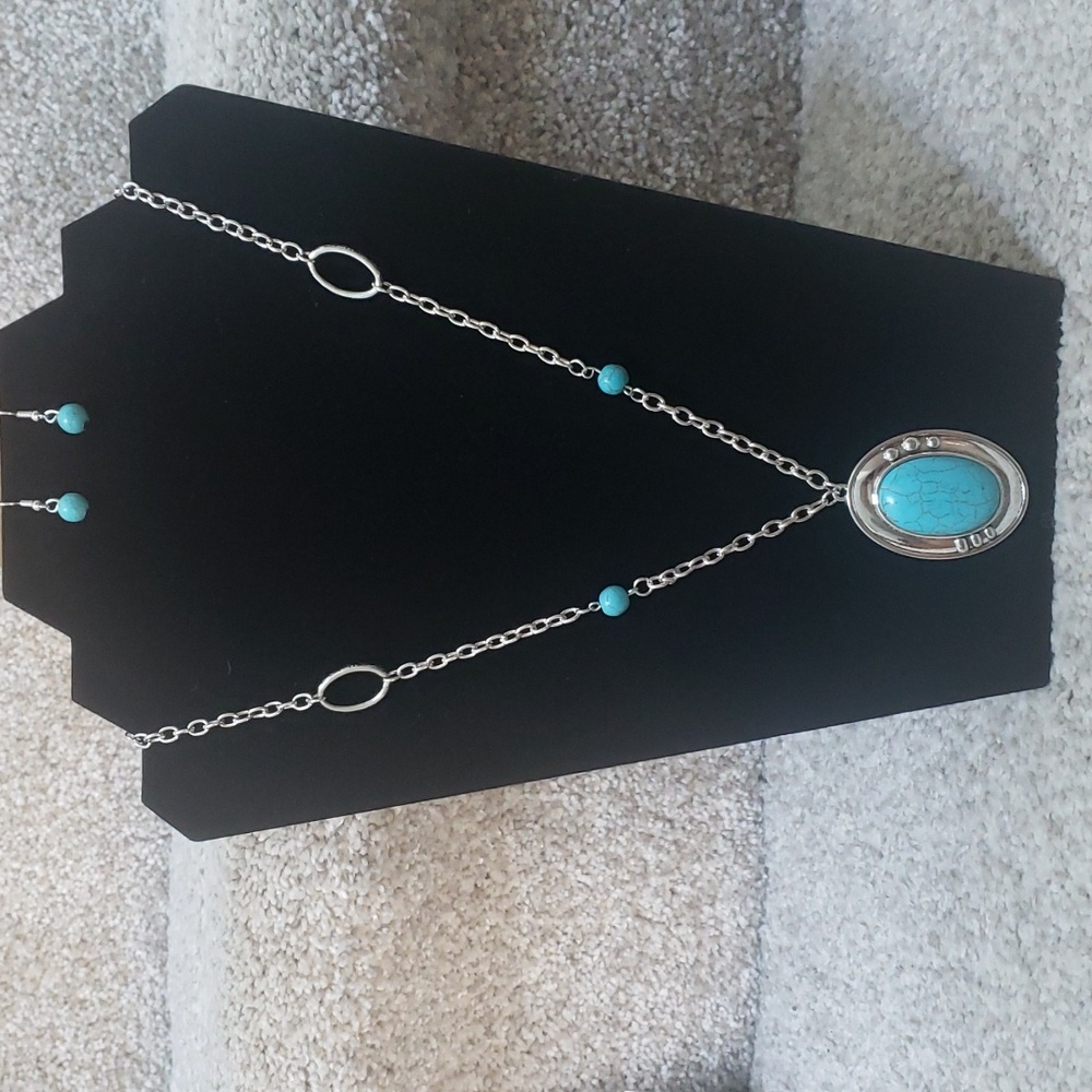 Turquoise necklace and earring set